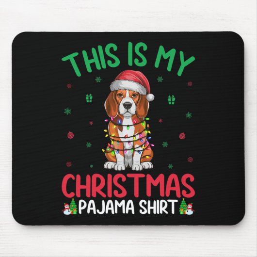 Ugly Xmas Tree Lights Santa Beagle Weihnachten P Mousepad (Vorne)