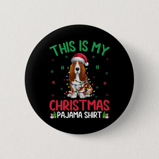 Ugly Xmas Tree Lights Santa Bet Hound Dog Christma Button (Vorderseite)
