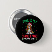 Ugly Xmas Tree Lights Santa Bet Hound Dog Christma Button (Vorne & Hinten)