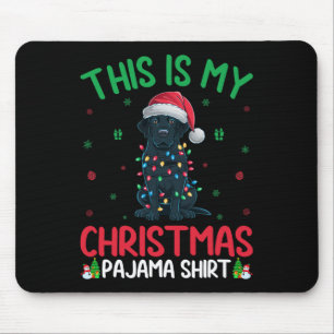 Ugly Xmas Tree Lights Santa Black Labrador Dog Chr Mousepad