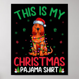 Ugly Xmas Tree Lights Santa Bloodhound Dog Christm Poster