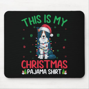 Ugly Xmas Tree Lights Santa Border Collie Dog Chri Mousepad