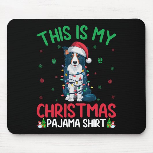 Ugly Xmas Tree Lights Santa Border Collie Dog Chri Mousepad (Vorne)