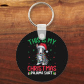 Ugly Xmas Tree Lights Santa Bull Terrier Dog Chris Schlüsselanhänger (Vorderseite)