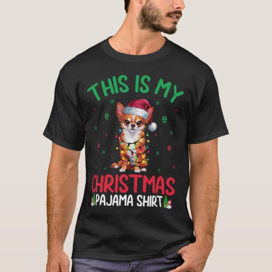 Ugly Xmas Tree Lights Santa Chow Chow Dog Christma T-Shirt (Vorderseite)