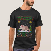 Ugly Xmas Tree Lights Santa Hat Armadillo Christma T-Shirt (Vorderseite)