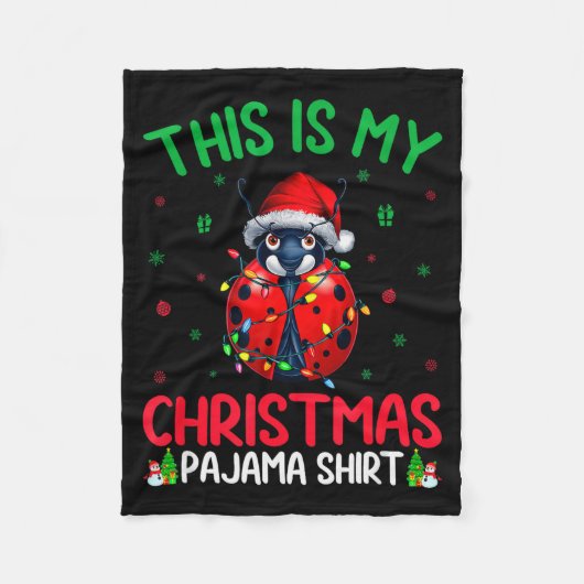 Ugly Xmas Tree Lights Santa Ladybug Christmas Paja Fleecedecke (Vorderseite)