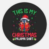Ugly Xmas Tree Lights Santa Ladybug Christmas Paja Runder Aufkleber (Vorderseite)