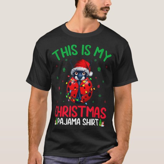 Ugly Xmas Tree Lights Santa Ladybug Christmas Paja T-Shirt (Vorderseite)