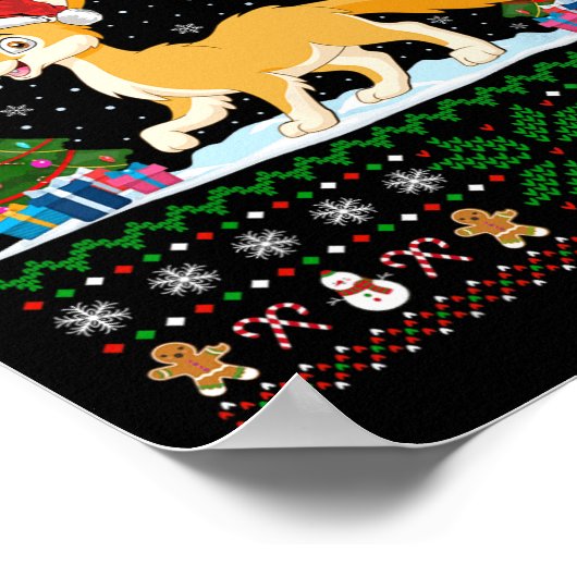 Ugly Xmas Tree Lights Weihnachtsmannmütze Fennec F Poster (Ecke)