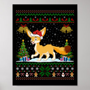 Ugly Xmas Tree Lights Weihnachtsmannmütze Fennec F Poster