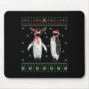 Ugly Xmas Tree Lights Weihnachtsmannmütze Pinguin  Mousepad