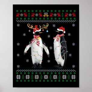 Ugly Xmas Tree Lights Weihnachtsmannmütze Pinguin Poster
