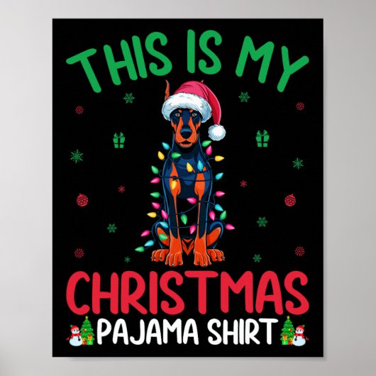 Ugly Xmas Tree Santa Doberman Pinscher Dog Christm Poster (Vorne)