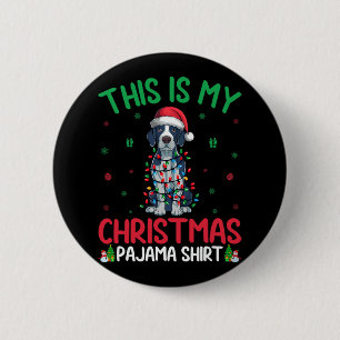 Ugly Xmas Tree Santa English Pointer Dog Weihnacht Button