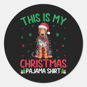 Ugly Xmas Tree Santa Irish Wolfhound Dog Weihnacht Runder Aufkleber
