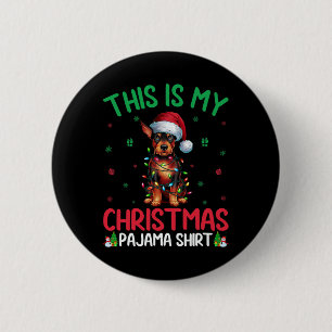 Ugly Xmas Tree Santa Miniature Pinscher Hund Chris Button