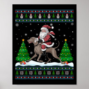 Ugly Xmas Tree Santa Riding Weimaraner Hund Christ Poster