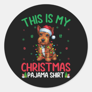 Ugly Xmas Tree Santa Scottish Terrier Dog Christma Runder Aufkleber