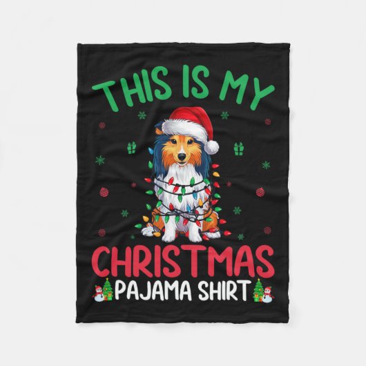 Ugly Xmas Tree Santa Shetland Sheepdog Hund Christ Fleecedecke (Vorderseite)