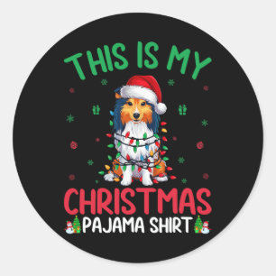 Ugly Xmas Tree Santa Shetland Sheepdog Hund Christ Runder Aufkleber