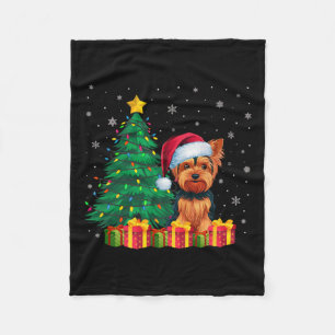 Ugly Yorkshire Terrier Weihnachtsmannmütze Christm Fleecedecke