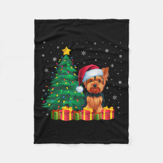 Ugly Yorkshire Terrier Weihnachtsmannmütze Christm Fleecedecke