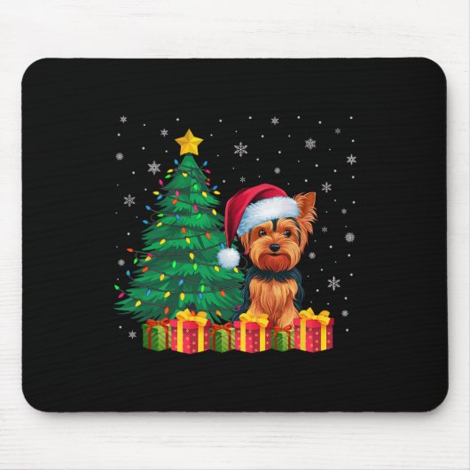 Ugly Yorkshire Terrier Weihnachtsmannmütze Christm Mousepad (Vorne)