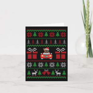Ugor Christmas French Bulldog Riding Car Red Santa Karte