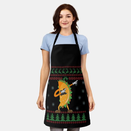 Ugor Christmas Sweater Funny Dabbing Taco Geschenk Schürze (Getragen)
