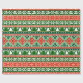 Ugor Christmas Sweater Green and Red Pattern Geschenkpapier (Flach)