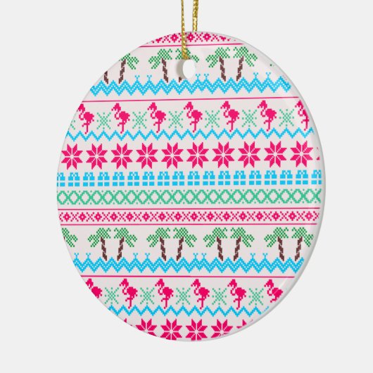 Ugor Christmas Sweater Tropical Flamingo Keramik Ornament (Links)