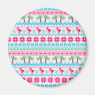 Ugor Christmas Sweater Tropical Flamingo Magnet