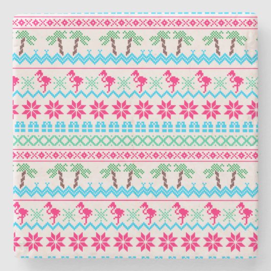 Ugor Christmas Sweater Tropical Flamingo Steinuntersetzer (Vorderseite)