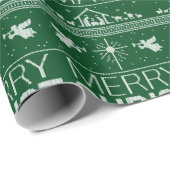 Ugor Weihnachten Sweater Christlich Grün Jesus Got Geschenkpapier (Rolleneckpunkt)