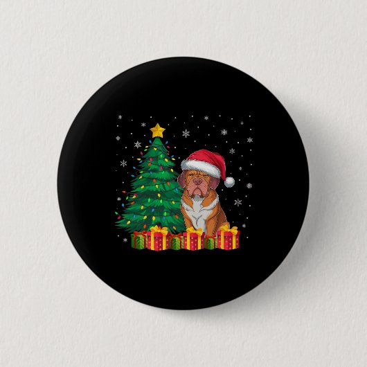 Ugue Dogue De Bordeaux Weihnachtsmannmütze Button (Vorderseite)