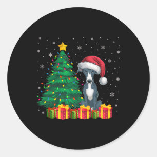 Ugulati Greyhound Weihnachtsmannmütze Weihnachtsbe Runder Aufkleber