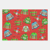 Ugulente Weihnachtssüßer in Rot und Grün 3 Geschenkpapier Set (Vorderseite)