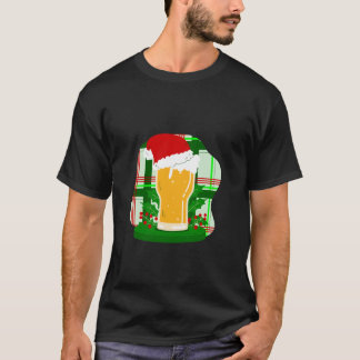 Uguler Christmas Beer Santa Claus Holly Kariert Fu T-Shirt