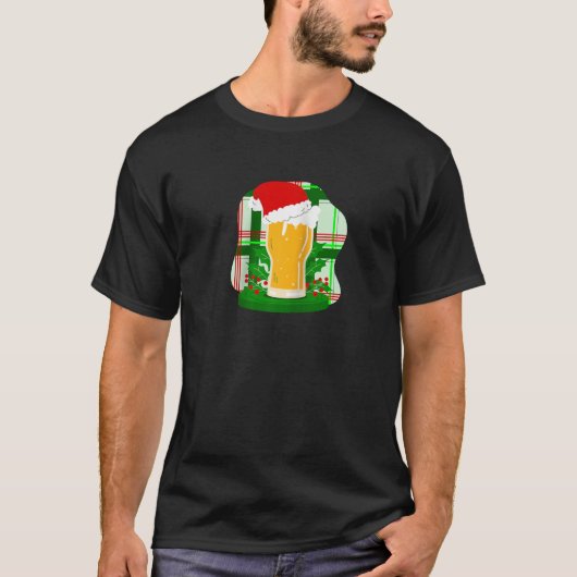 Uguler Christmas Beer Santa Claus Holly Kariert Fu T-Shirt (Vorderseite)