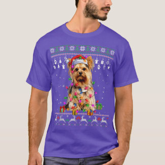 Uguler Sweater Christmas Lights Yorkshire Terrier  T-Shirt