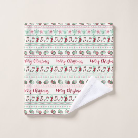 Uguler Weihnachts-Sweater-Pattern Urlaub Badhandtuch Set (Waschlappen)