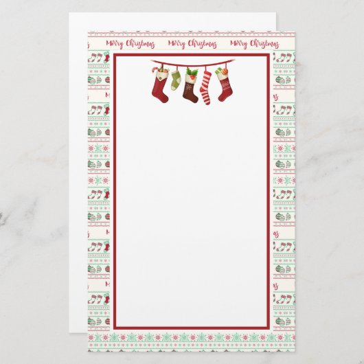 Uguler Weihnachts-Sweater-Pattern Urlaub Briefpapier (Vorne/Hinten)