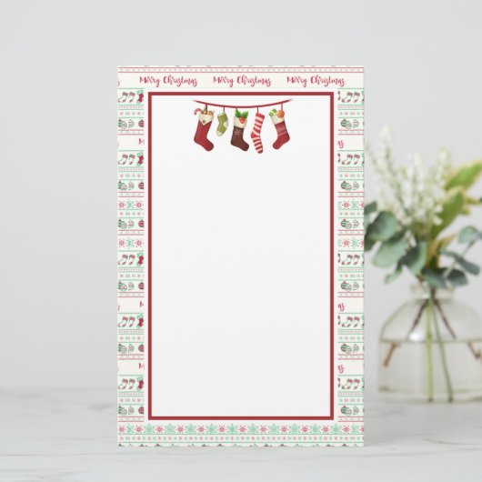 Uguler Weihnachts-Sweater-Pattern Urlaub Briefpapier (Stehend Vorderseite)