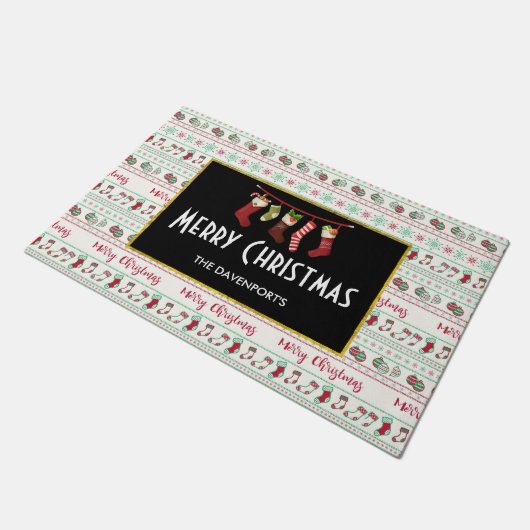 Uguler Weihnachts-Sweater-Pattern Urlaub Fußmatte (Schrägansicht)