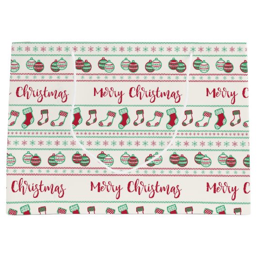 Uguler Weihnachts-Sweater-Pattern Urlaub Große Geschenktüte (Vorderseite)