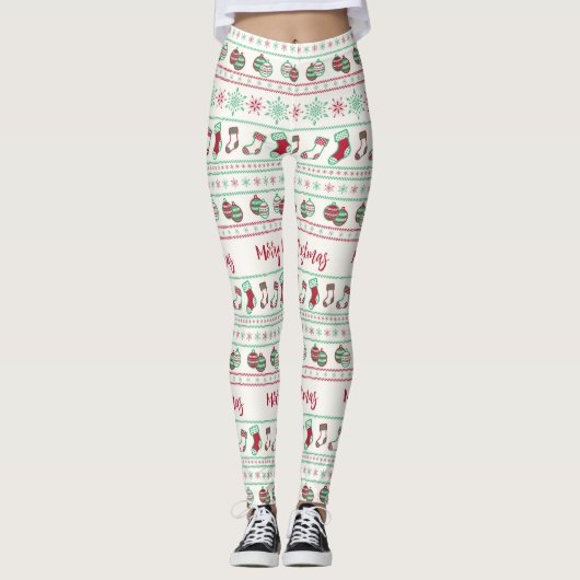 Uguler Weihnachts-Sweater-Pattern Urlaub Leggings (Vorderseite)