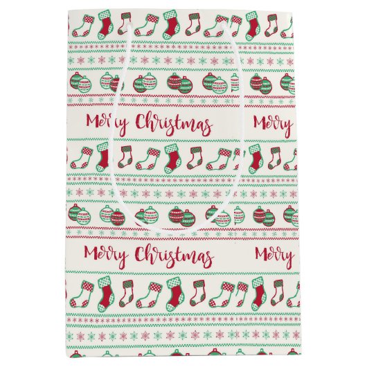 Uguler Weihnachts-Sweater-Pattern Urlaub Mittlere Geschenktüte (Vorderseite)