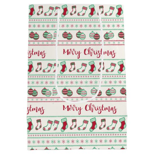 Uguler Weihnachts-Sweater-Pattern Urlaub Mittlere Geschenktüte (Rückseite)