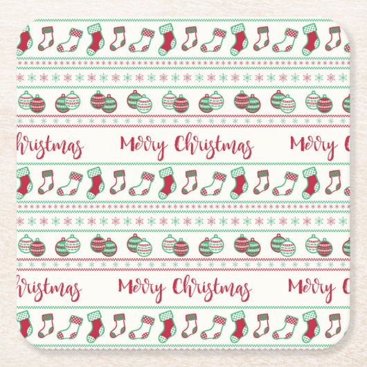 Uguler Weihnachts-Sweater-Pattern Urlaub Rechteckiger Pappuntersetzer (Vorderseite)